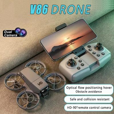 V86 Drone Optical Flow Positioning Quadcopter HD Dual Camera Folding Intelligent Obstacle Avoidance Remote Control Air