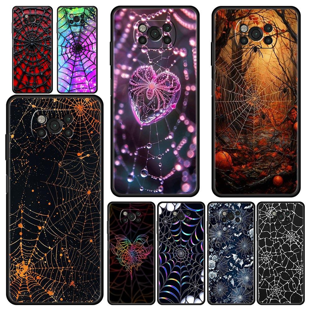 Spider Web Phone Case Cover for Xiaomi Poco F7 Ultra F6 F5 F4 F3 X6 X5 X4 X3 NFC C51 C55 M4 GT 5G Soft TPU Shell Fundas Capas
