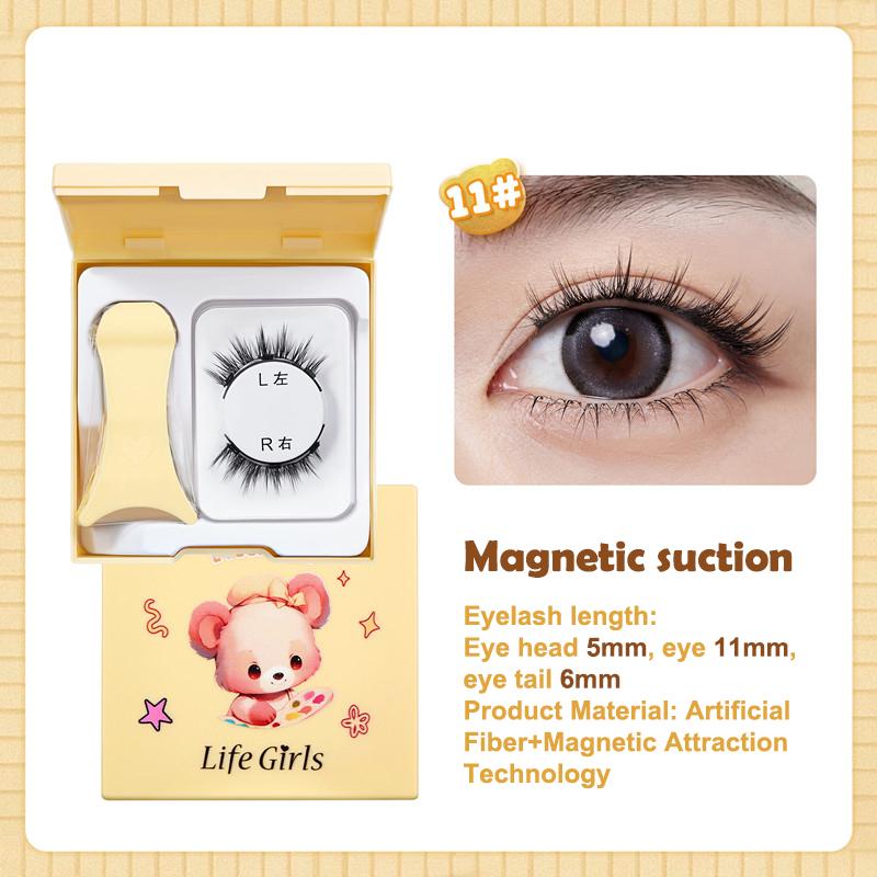 Magnetic Eyelashes Set 1 Pair Reusable No Glue Needed False Eyelashes With Magnetic Tweezers Curly Faux Lashes Makeup Tool