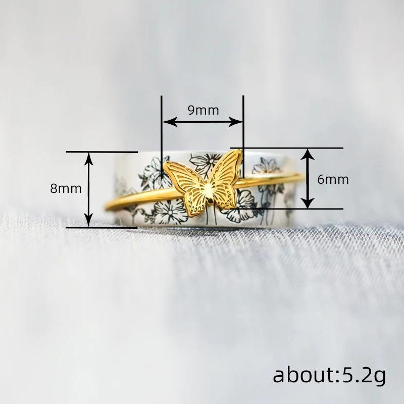1pc Butterfly Ring Design, A Fashionable Two-color Ring, A Fresh and Sweet Daily Jewelry