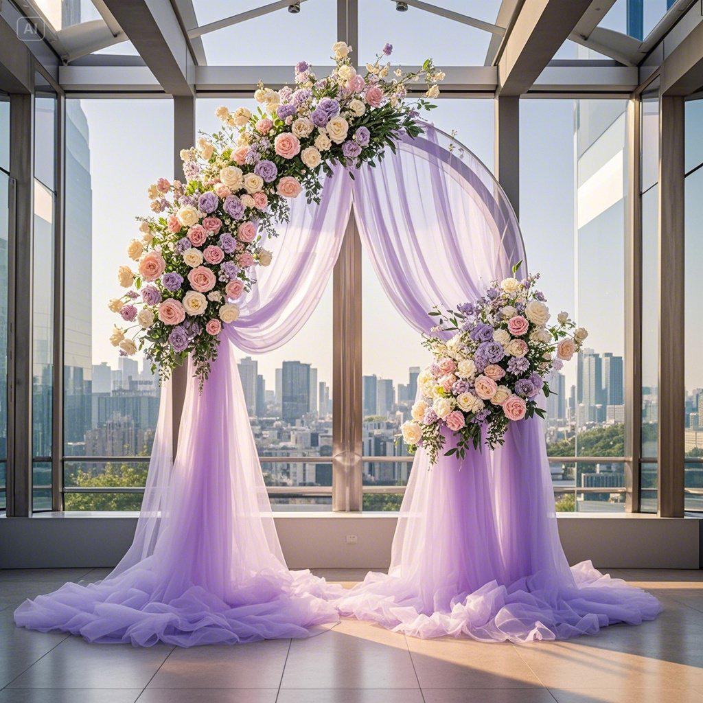 Outdoor Wedding Arch and Chair Mesh Decoration