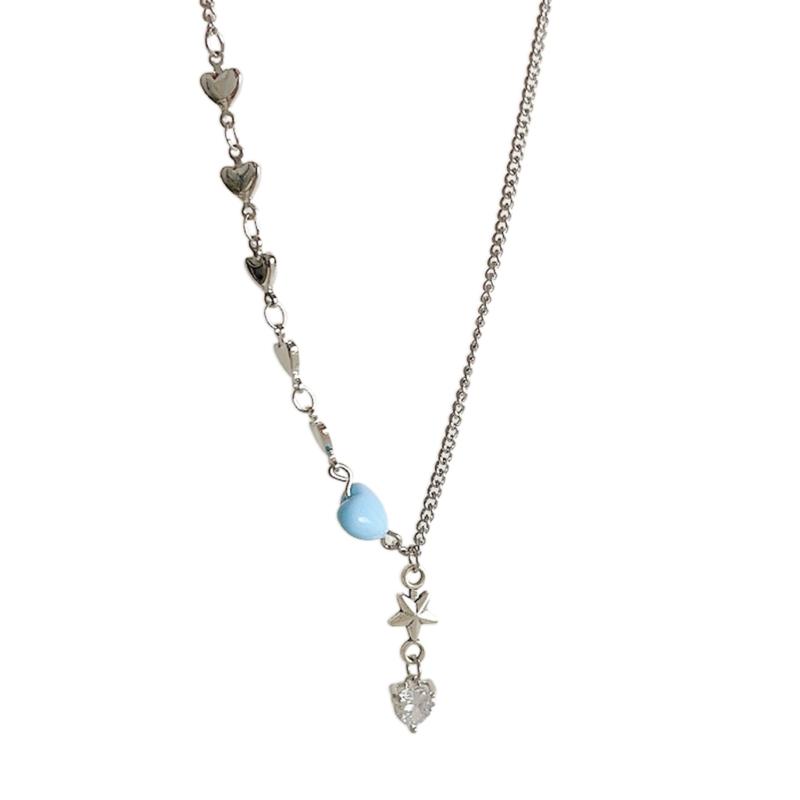 Sweet Cool Zircon Heart Pendant Necklace Metal Heart Choker Fashion Neck Chain Elegant Clavicle Chain Y2K Jewelry 1
