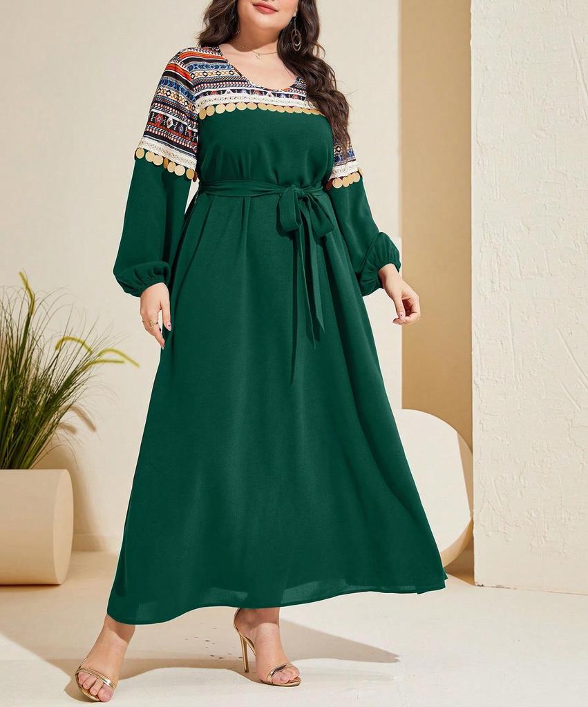 Plus Size Women's Printed Commuter Fashion Dress for Spring & Autumn
