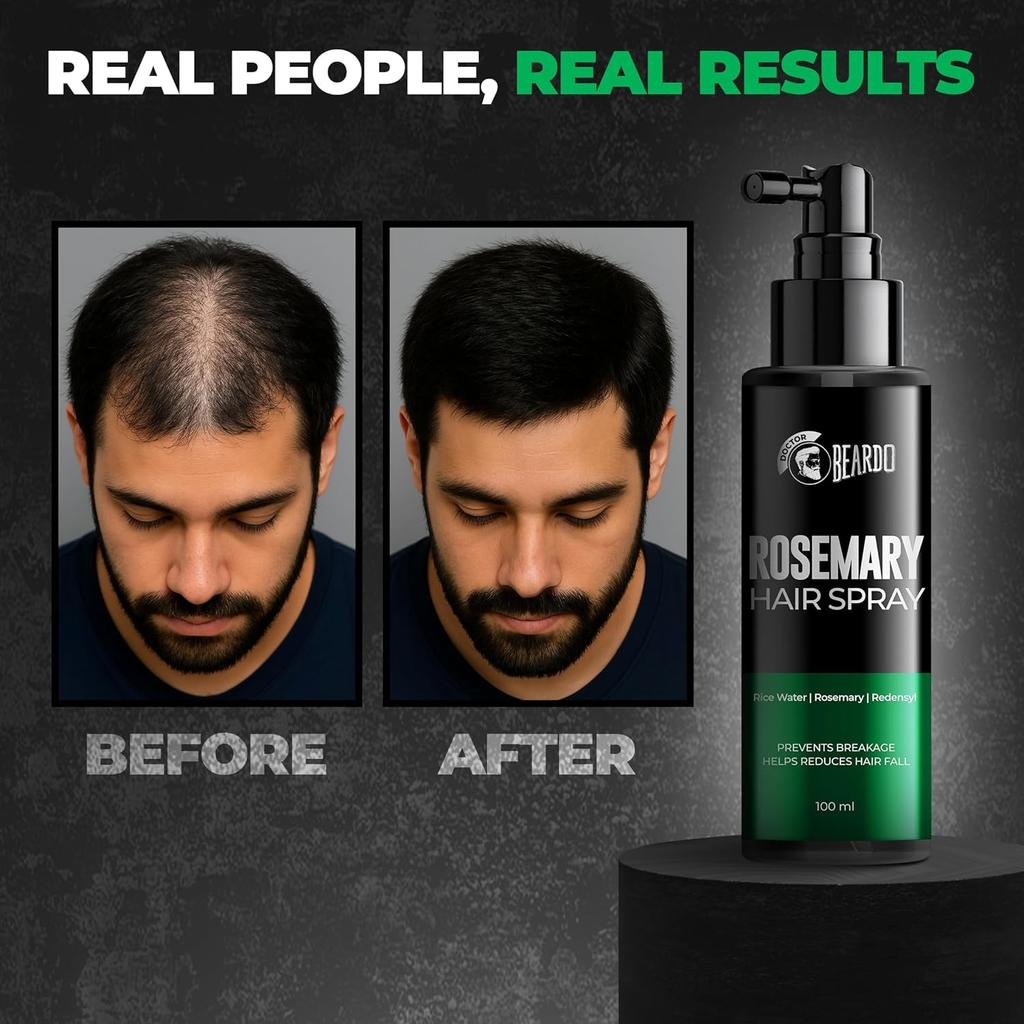 Beardo Rosemary Hair Spray 100 Ml With Redensyl And Rice Water Non Sticky Daily Hair Tonic For Men Frizz Control And Stronger Roots Care