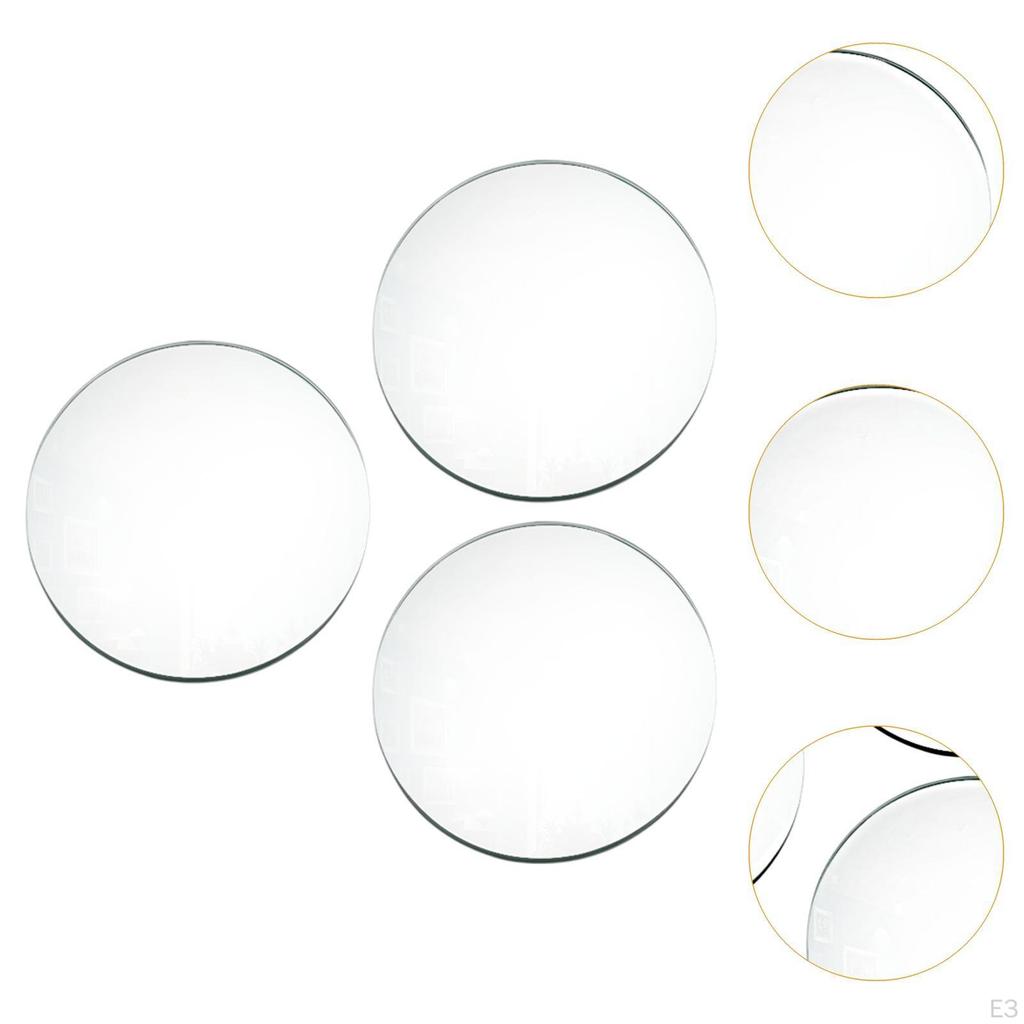 3 Pieces Mirror Centerpieces for Table Decorative Trays Round Plate Craft Projects