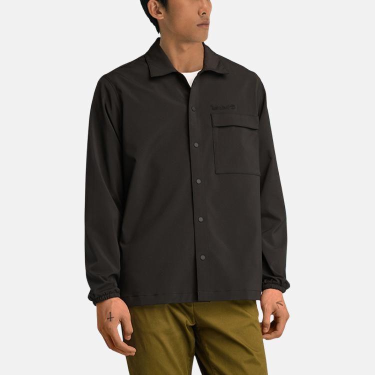 Timberland Outdoor Solid Color Simple Loose Fit Long Sleeve Shirt Men Shirts Black A2JJR001