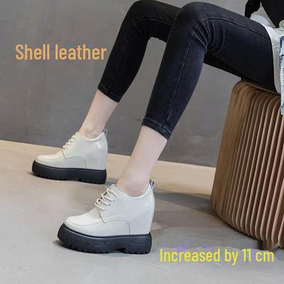 2024 Koreanische Plateau-Damenlederschuhe - 11cm Höhenboost für schlankere, längere Beine