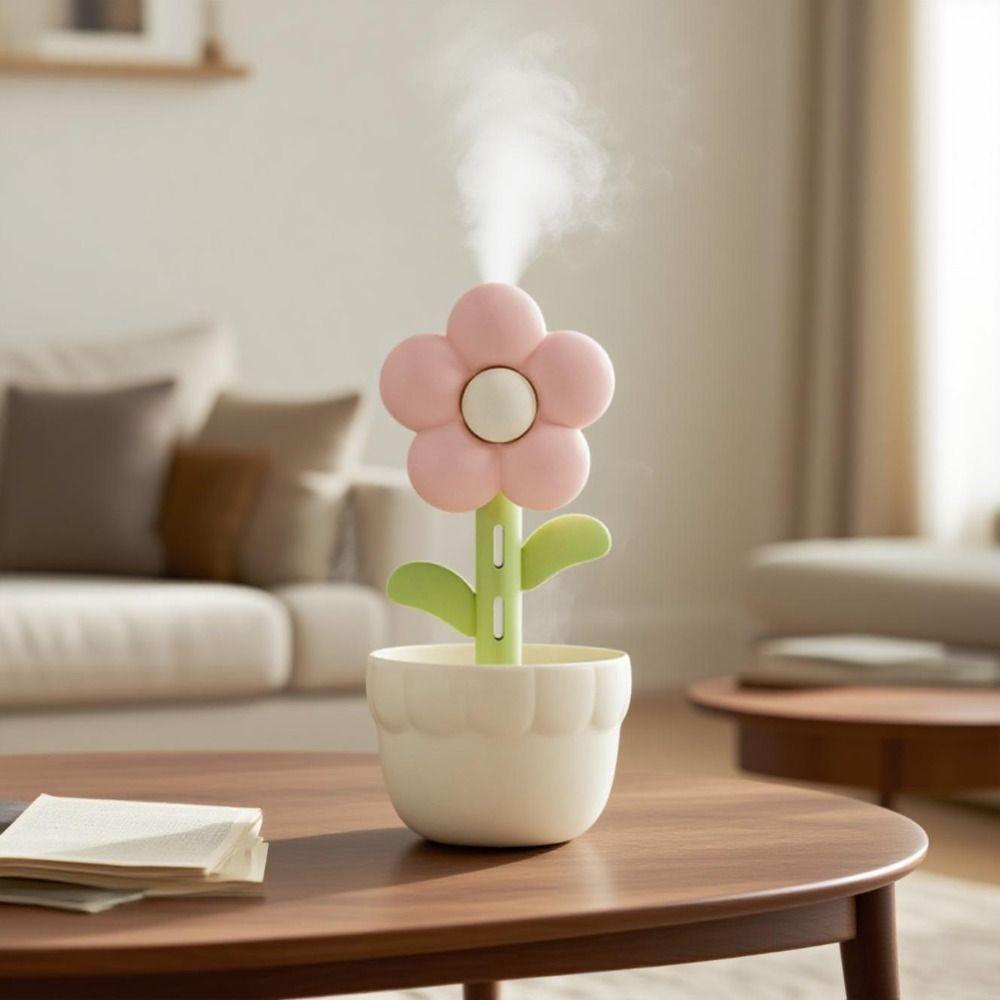 Cute Desktop Cool Fogger 300ml Cool Mist Air Purifier Flower Air Humidifier  Office
