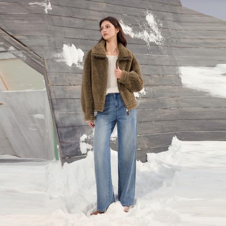 ELLE French Vintage Casual Loose Versatile Long Sleeve Simple Fleece Thick Coat Women outerwear EF53035