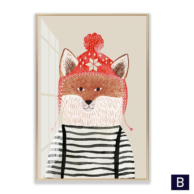 

Лиса Кролик Медведь Олень Детская Настенная Картина Холст Картины Плакаты Мультфильм Животное в Свитере Принт Настенные Панно Декор Для Детской Комнаты 21cm×30cm NoFrame