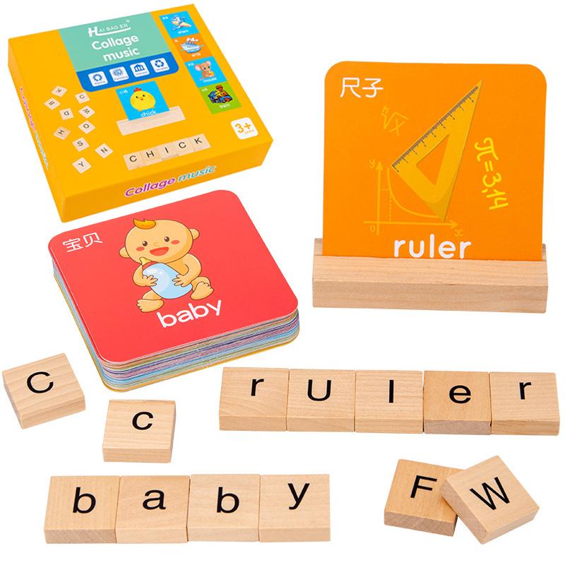 

Letter Games Montessori Language Toy Kids Learn to Spelling Read Words Matching Letter Education Games Wooden Preschool Toy