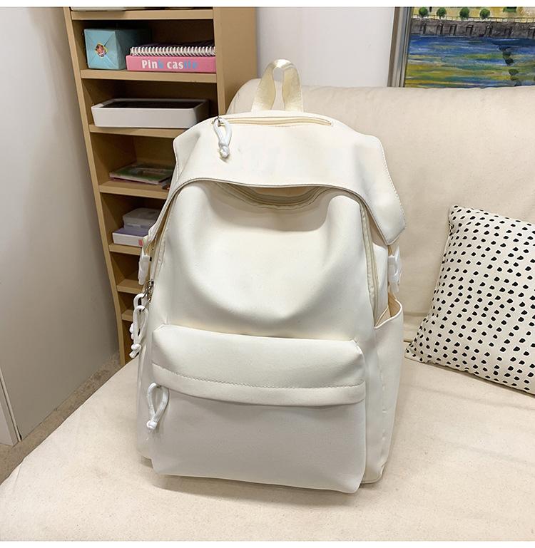 

School bag female solid color small fresh high school college student backpack campus simple backpack female білий
