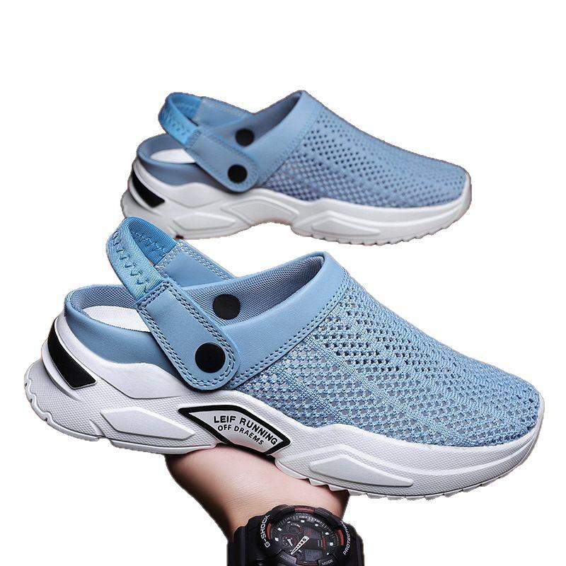 Large size men's shoes flip-flops men's half slippers men's sandals student hole bag head sandals beach shoes