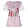 Women Summer Short Sleeve V Neck Printed T Shirt Top