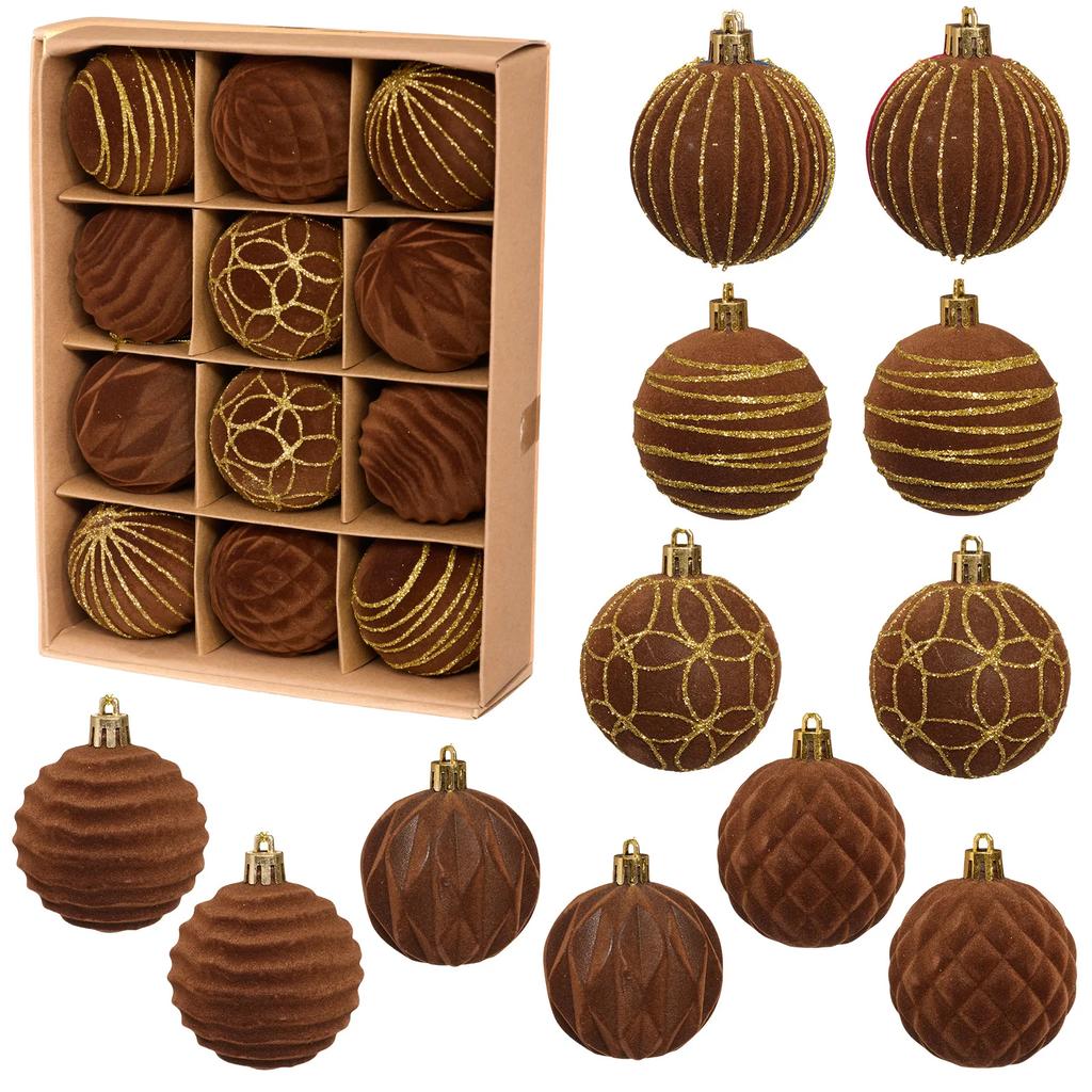 11/11/16PCS 6CM Christmas Balls Ornaments Flocking Figure Christmas Tree Party Decoration New Year Christmas Spheres Pendant