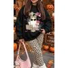 Girls' Halloween Casual Comfortable Soft Loose Pullover Sweatshirt and Leggings 2-Piece Set, New Autumn/Winter, Playful, Sweet and Cool Style
