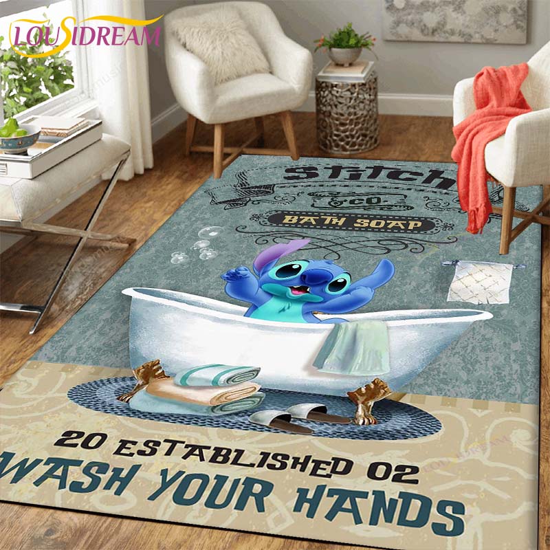 New Cartoon Stitch Carpets Kids Crawling Carpets Living Room Tea Table Mats Bedroom Rug Washable Floor Mats Household Area Mat