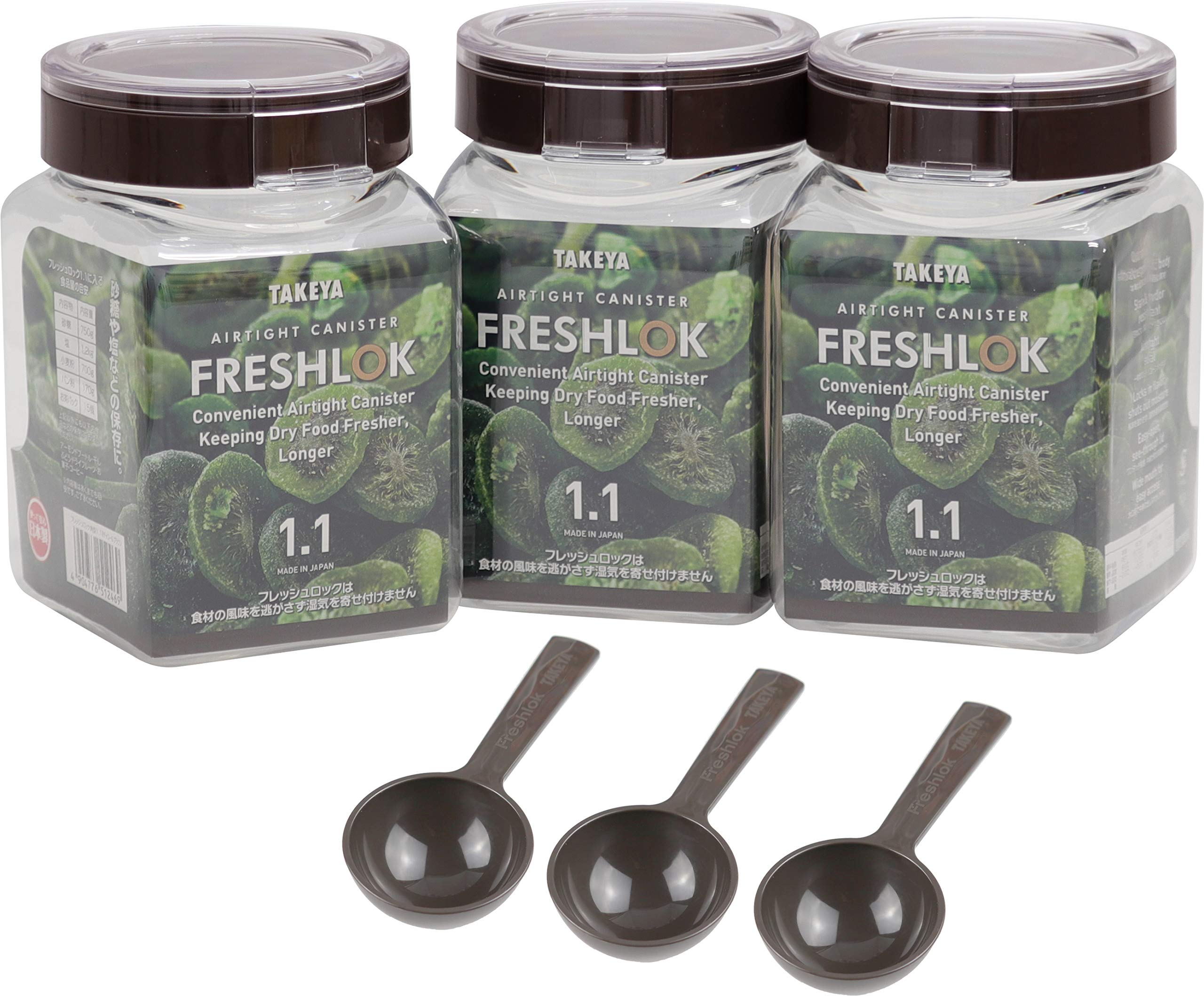 

[Официальный сайт Takeya] Fresh Rock Square 1,1 л [набор из 3 шт.] Угольно-коричневый контейнер для хранения с ложкой, высокогерметичный TAKEYA