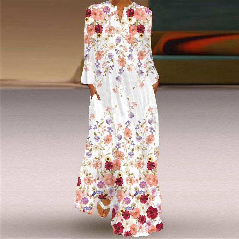 Loose Plus Size Stage Catwalk Photo Long Dress Long Sleeve Dress 2025 New Women Fashion 3D Print Women Clothes