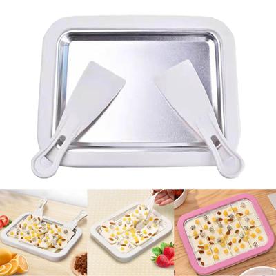 Ice Cream Maker with 2 Spatulas Food Grade Stainless Steel Instant Pan Frozen Yogurt