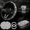 7 Piece Glittering Car Parts Kit Steering Wheel Set Auto Accessories Cute Wheels Diamond Steering Wheel Set