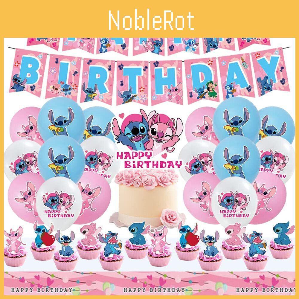 Pink Lilo Stitch Birthday Party Decorations Supplies Tableware Balloon Banner