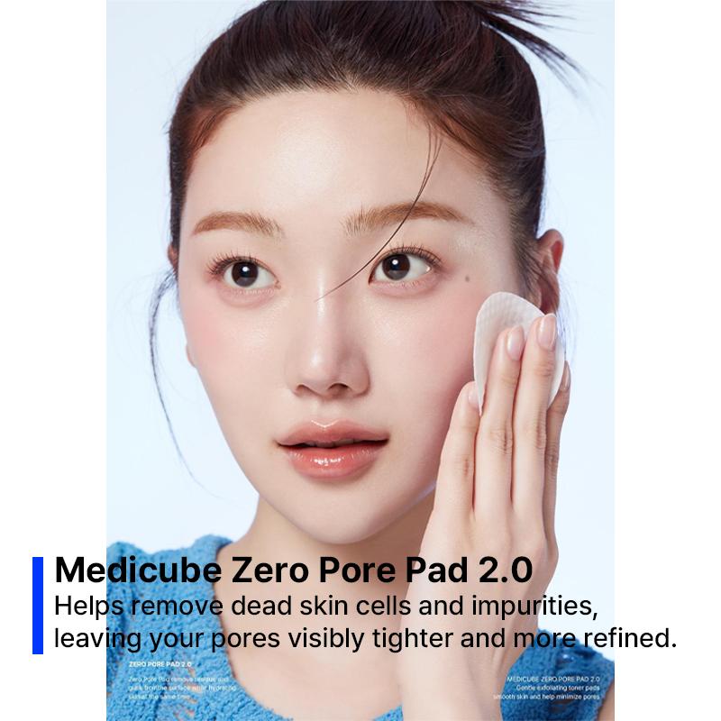 medicube Zero Pore Pads 2.0, Dual-Textured Facial Toner Pads for Exfoliation and Pore Care