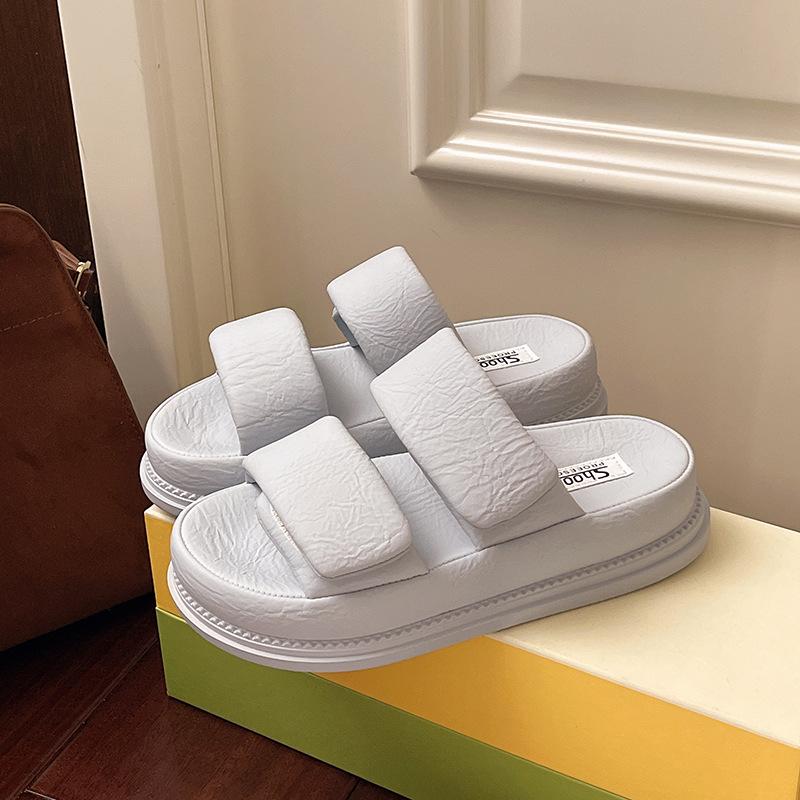 

Женские шлепанцы на толстой подошве, облачные шлепанцы для ношения, лето 2025, новая пляжная обувь на липучке, сандалии-однословки для женщин 40 синий