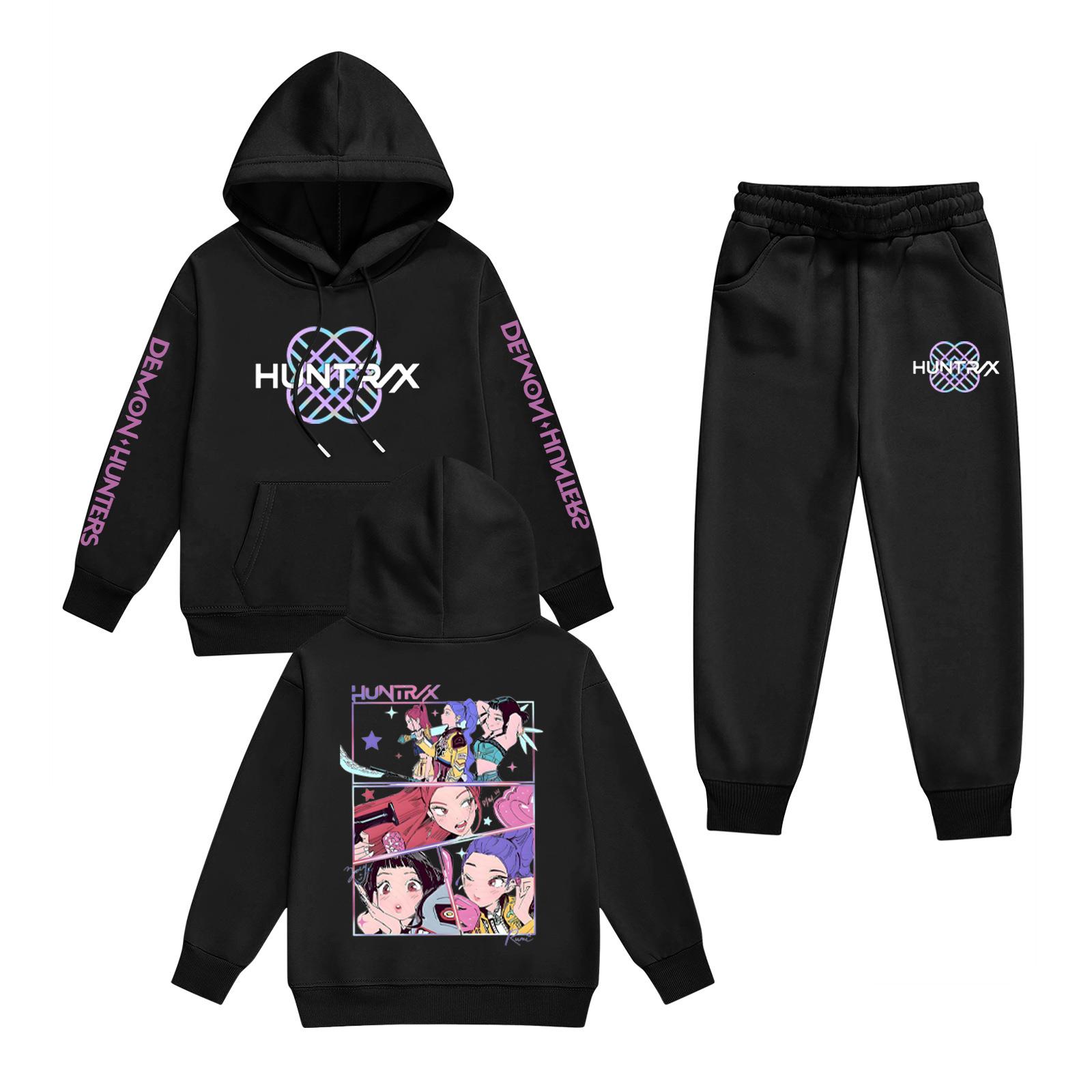 

Kids Long Sleeve Loose Pullover Letter Print Drawstring Hooded Sweatshirt Set 120