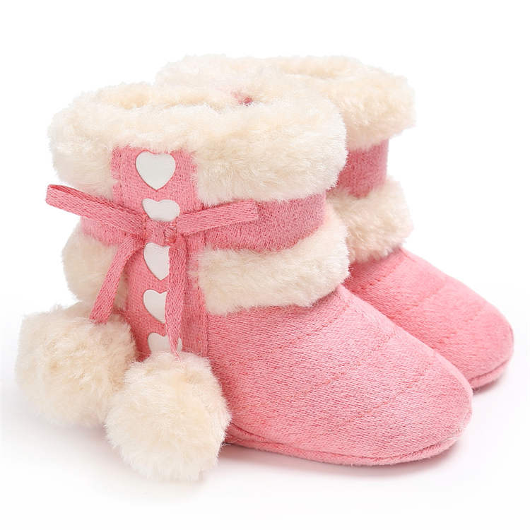 Winter Snow Baby Boots Warm Fluff Balls Indoor Cottton Soft Rubber Sole Infant Newborn Toddler Baby Shoes