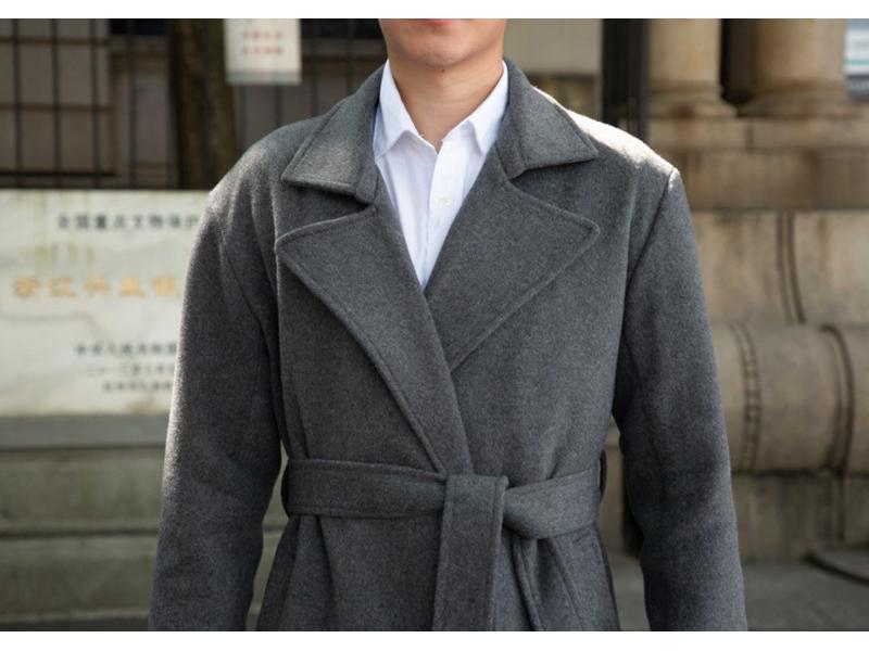 Men's Plus Size Cashmere Business Casual Double-Faced Long Wool Trench Coat