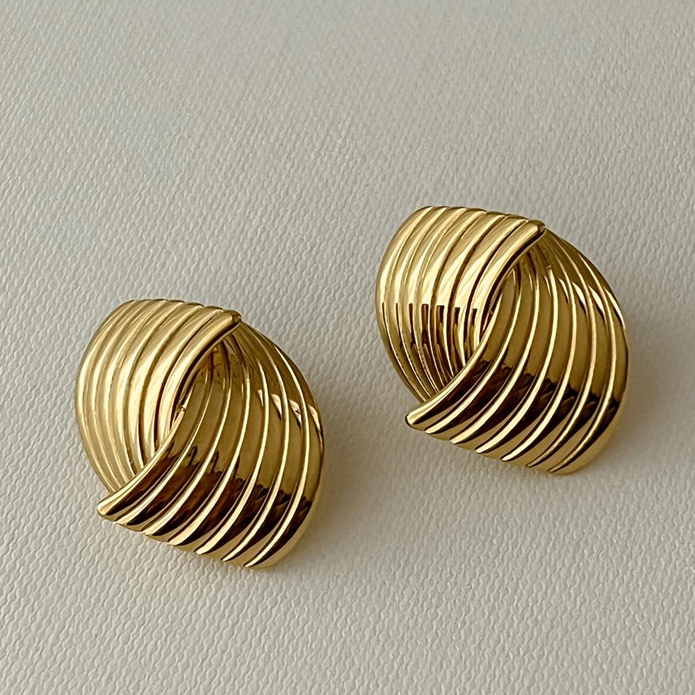 

New Trendy Gold Color Texture Circle Knot Twisted Earrings for Women Girls Multilayer Round Statement Earring Vintage Jewelry
