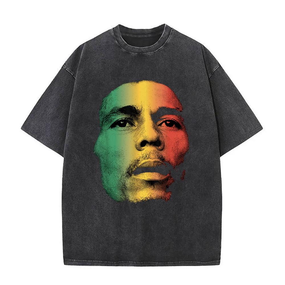 Washed Vintage Reggae Originator Bob Marley One Love Album Graphic T Shirt Men Classic Tshirt Mens Cotton Oversized T Shirts