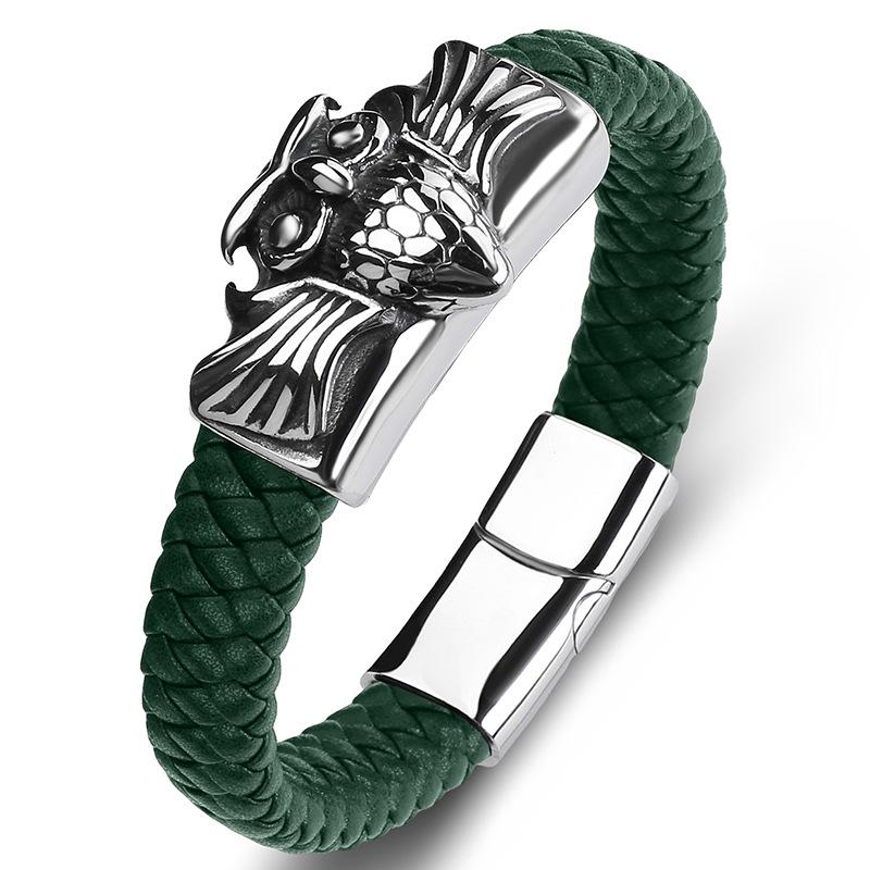2026 Trendy Product, European and American Men's Owl Bracelet, Magnet Buckle Trend, Leather Bracelet