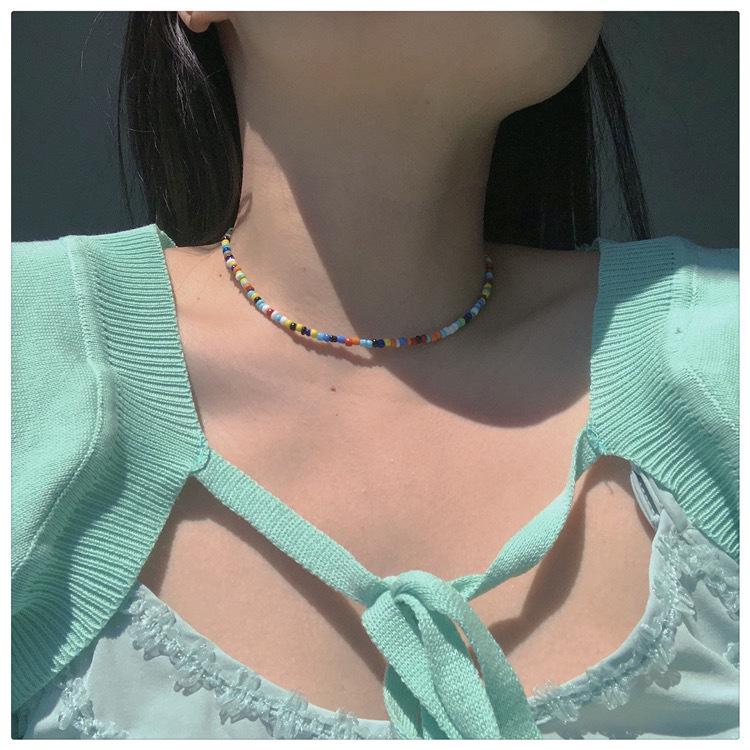 Daisy Flower Pearl Beaded Choker Necklace for Women