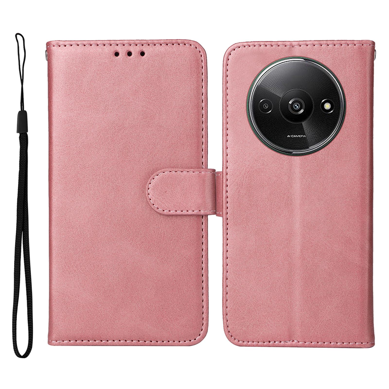 

For Xiaomi Redmi A3 4G/Poco C61 4G Case Magnetic Clasp Leather Flip Wallet Phone Cover Pink