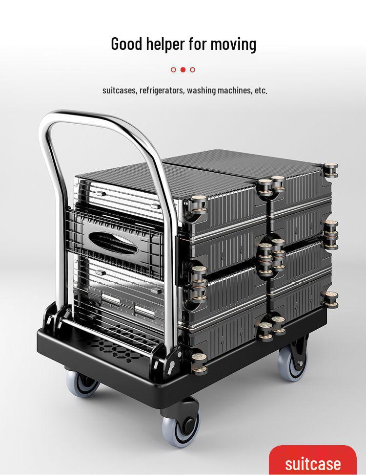 Compact Folding Flatbed Trolley: Silent, Lightweight, Multi-Functional Hand Truck for Pulling and Pushing Goods