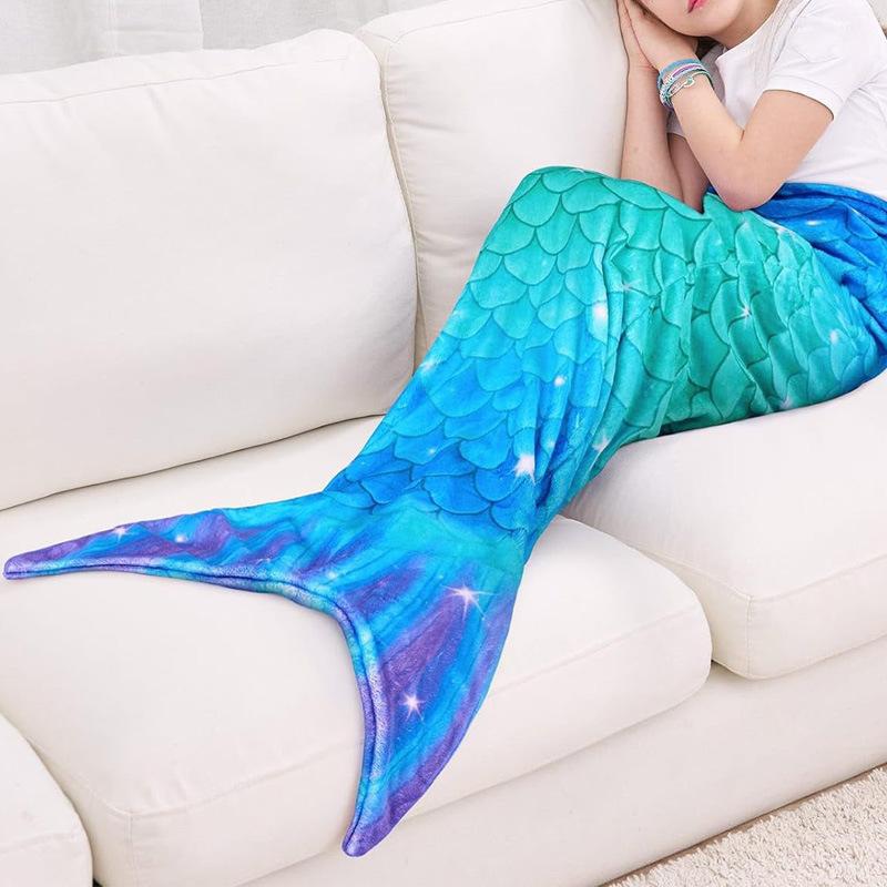 Girl Mermaid Sleeping Bag Flannel Soft Pajamas Mermaid Costume Role-playing Birthday Gift Outdoor Camping Portable Sleeping Bag