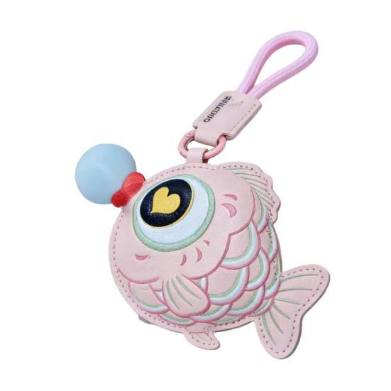 

Keychain Pendant Imitation Leather Goldfish Bubble Toy Decompression Bag Pendant with Lanyard Sensory Fidget Toy рожевий