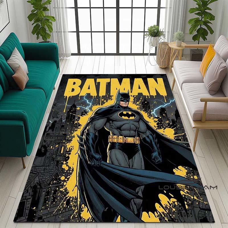 Cartoon Classic: Batman Area Rug — Batman Logo Accent Rug for Living Rooms & Kids' Bedrooms — Comfortable, Non-Slip, and Durable
