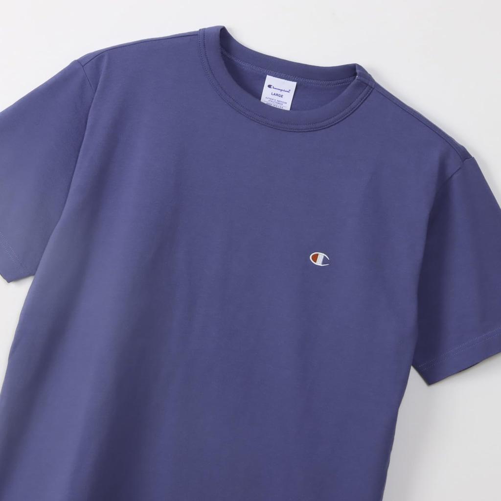 Champion short classic Cotton logo short sleeve Windsor blue T-shirt, sleeve, 100% cotton, USA, one-point embroidery, T-shirt, basic,