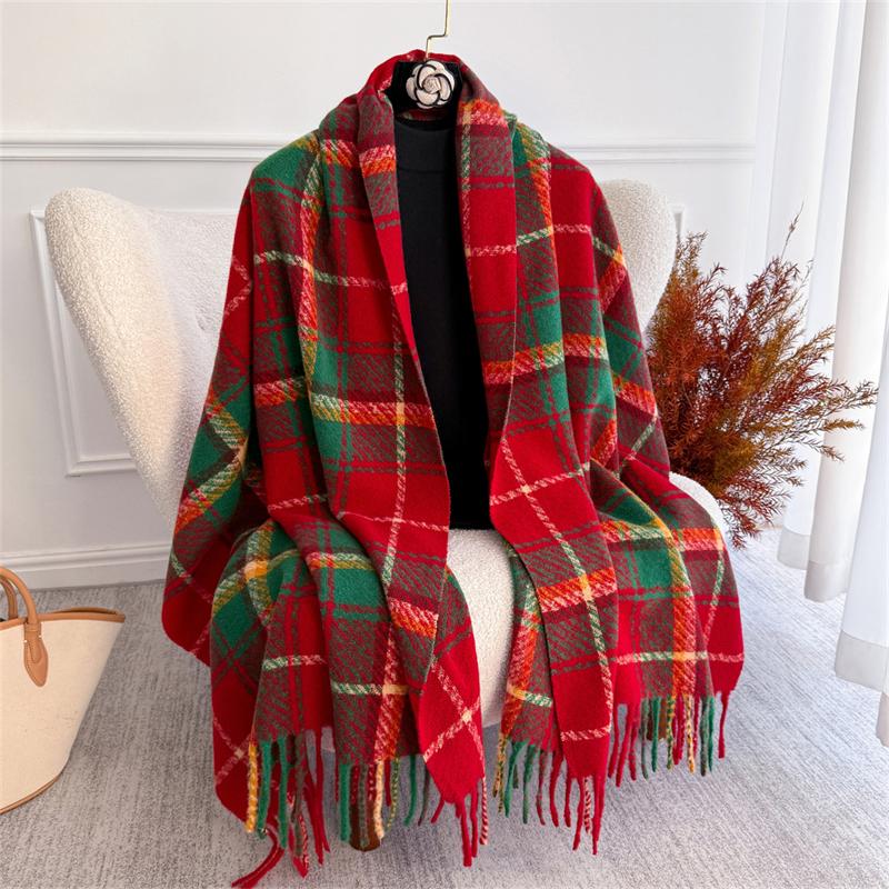 Luxury Women Winter Cashmere Scarf Solid Color Warm Pashmina Blanket Wraps Female Soft Bufanda Tassel Shawl Poncho Echarpe