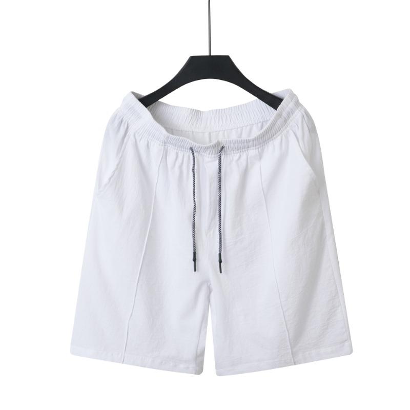 

Men Elastic Drawstring Waist Casual Shorts Loose Fit Lightweight Breathable Summer Beach Daily Short Pants S белый