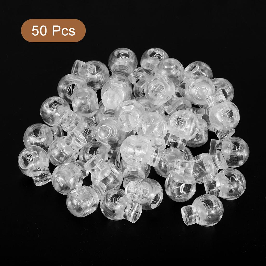 50Pcs 8mm Plastic Cord Locks Spring Slider Toggles Clip End Stopper Fastener Round Ball Shape for Drawstrings Paracord Shoelace