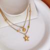 316L Stainless Steel 2025 New Fashion Waterproof  2-layer Pearl Shell Starfish Charming Chain Anklets