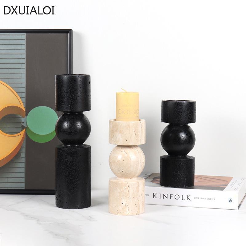 Home Decor Marble Candlestick TV Cabinet Desktop  Ornaments Candle Holder Wedding Decoration  Candle Holders Decor for Table
