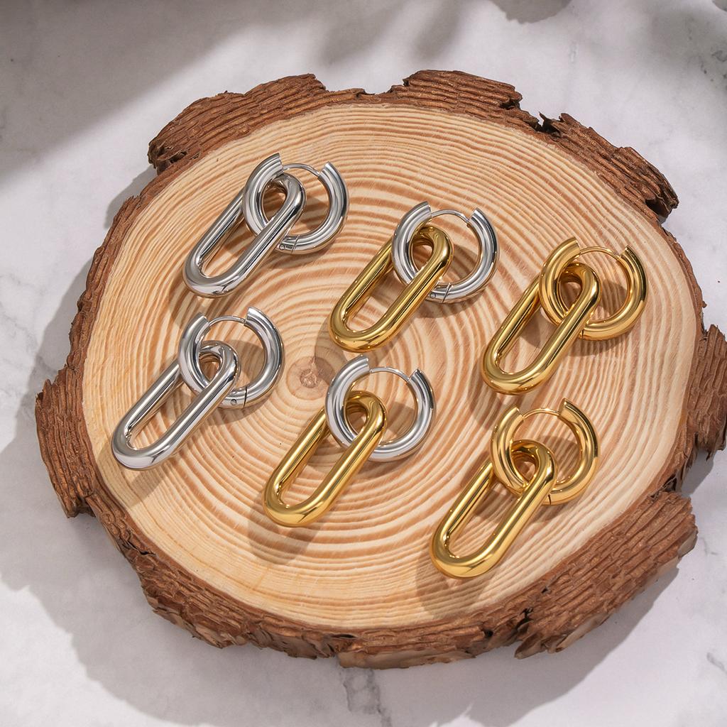  Minimalist Geometric Basic Hoop Earrings Stainless Steel 18K Gold Plated High Quality Accessory Jewelry Women Gala