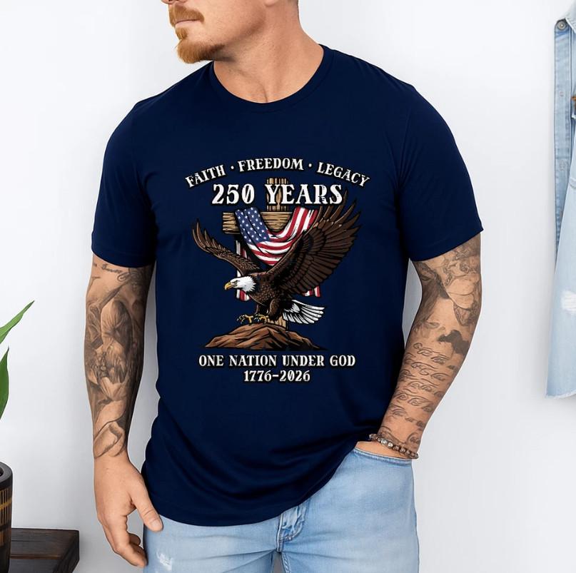 250 Years Faith Freedom Legacy Eagle 250th Anniversary USA T-Shirt S разноцветный