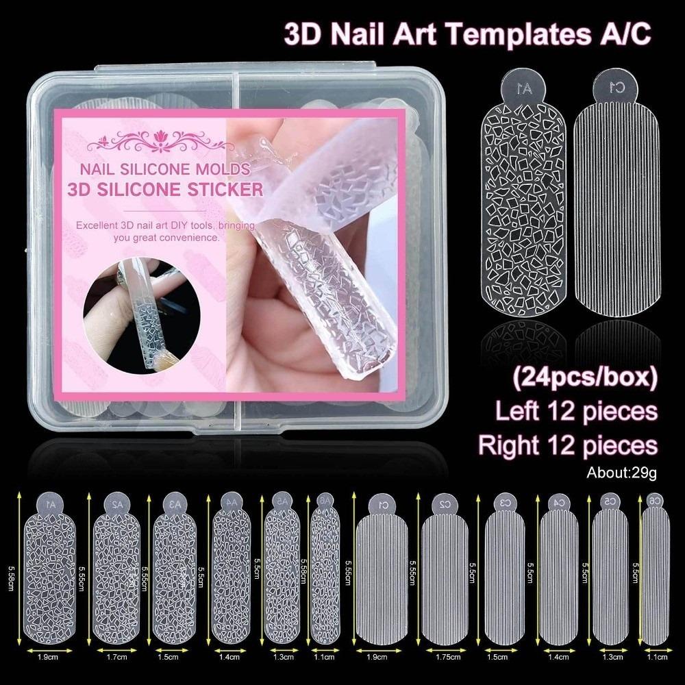 24PCS Snowflake Nail Crystals Molds Leopard Nail Art Molds for Profional Use In Nail Salons