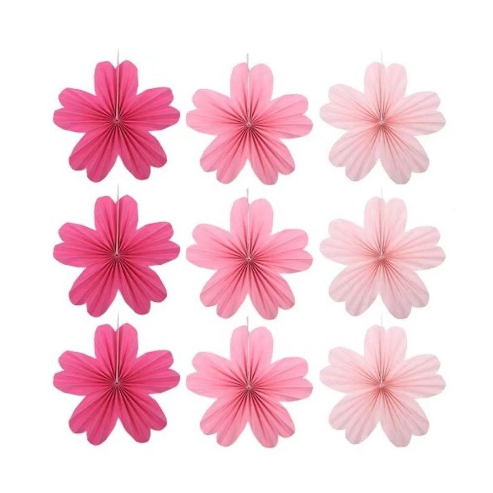 9Pcs/Set DIY Paper Fans Macaron Backdrops Decoration New Wall Hanging Banner  Classroom Background